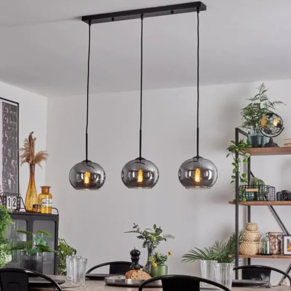 hofstein Suspension - Verre Apedo Fumé, 3 lumières* Lampes Modernes