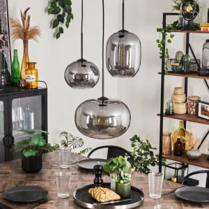 hofstein Suspension - Verre Apedo Fumé, 3 lumières* Lampes Modernes