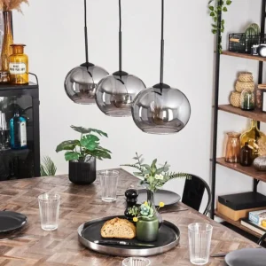 hofstein Suspension - Verre Apedo Fumé, 3 lumières* Lampes Modernes