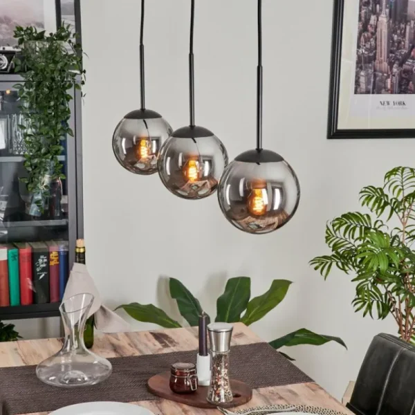 hofstein Suspension - Verre Gastor Fumé, 3 lumières* Lampes Modernes