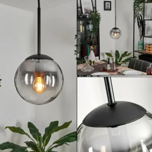 hofstein Suspension - Verre Gastor Clair, Fumé, 1 lumière* Lampes Modernes