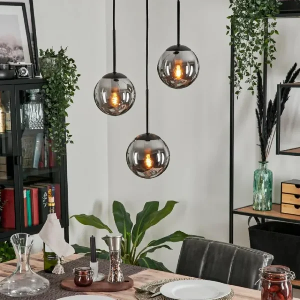 hofstein Suspension - Verre Gastor Fumé, 3 lumières* Lampes Modernes