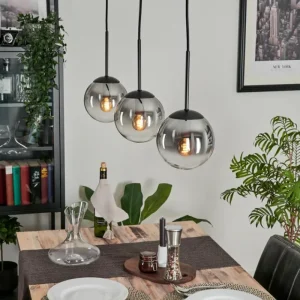hofstein Suspension - Verre Gastor Clair, Fumé, 3 lumières* Lampes Modernes