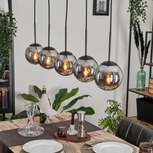 hofstein Suspension - Verre Gastor Fumé, 5 lumières* Lampes Modernes