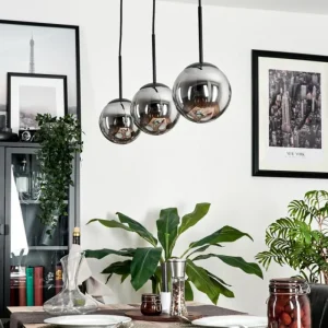 hofstein Suspension - Verre Gastor Fumé, 3 lumières* Lampes Modernes