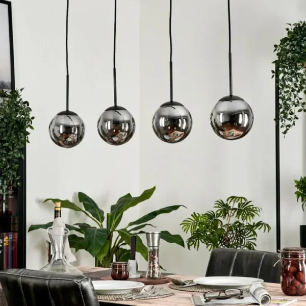 hofstein Suspension - Verre Gastor Fumé, 4 lumières* Lampes Modernes