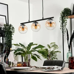 hofstein Suspension - Verre Gastor Ambre, Clair, 3 lumières* Lampes En Verre