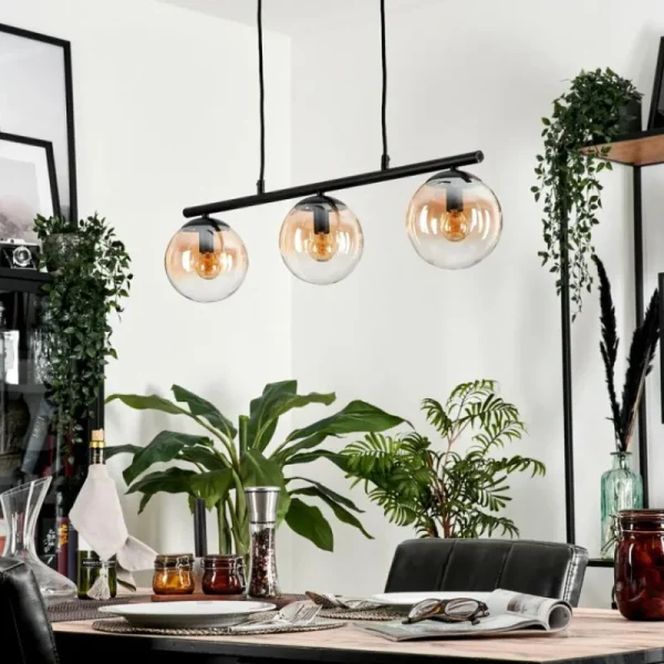 hofstein Suspension - Verre Gastor Ambre, Clair, 3 lumières* Lampes En Verre
