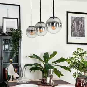hofstein Suspension - Verre Gastor Clair, Fumé, 3 lumières* Lampes Modernes
