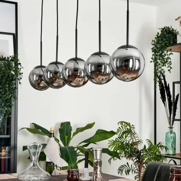 hofstein Suspension - Verre Gastor Fumé, 5 lumières* Lampes Modernes