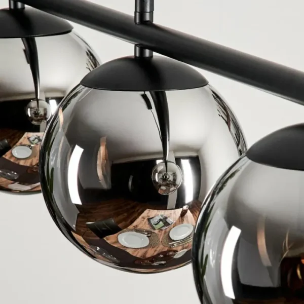 hofstein Suspension - Verre Gastor Chrome, Fumé, 4 lumières* Lampes Modernes