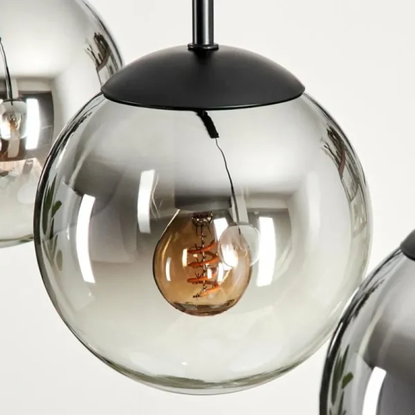 hofstein Suspension - Verre Gastor Chrome, Clair, Fumé, 3 lumières* Lampes Modernes