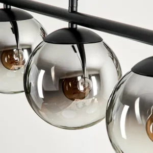 hofstein Suspension - Verre Gastor Chrome, Clair, Fumé, 4 lumières* Lampes Modernes
