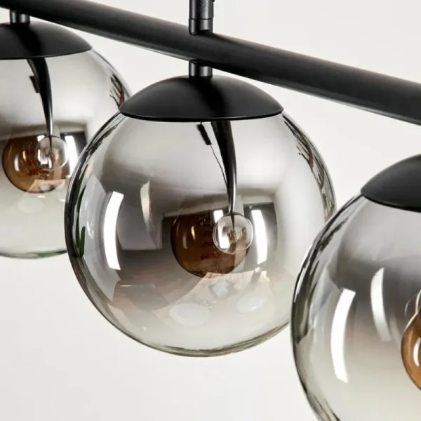 hofstein Suspension - Verre Gastor Chrome, Clair, Fumé, 4 lumières* Lampes Modernes