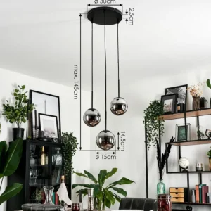 hofstein Suspension - Verre Gastor Chrome, Fumé, 3 lumières* Lampes Modernes