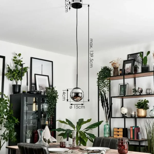 hofstein Suspension - Verre Gastor Chrome, Fumé, 1 lumière* Lampes Modernes