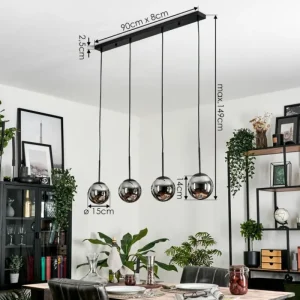 hofstein Suspension - Verre Gastor Chrome, Fumé, 4 lumières* Lampes Modernes
