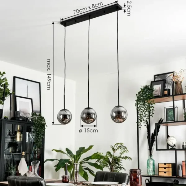 hofstein Suspension - Verre Gastor Fumé, 3 lumières* Lampes Modernes