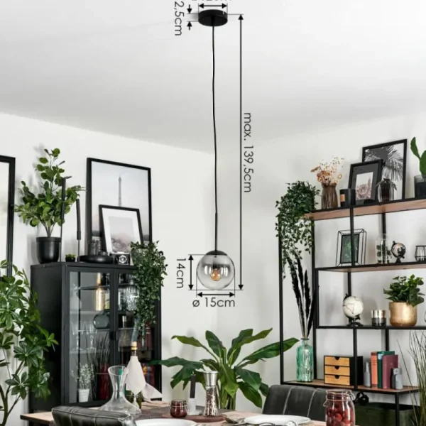hofstein Suspension - Verre Gastor Clair, Fumé, 1 lumière* Lampes Modernes