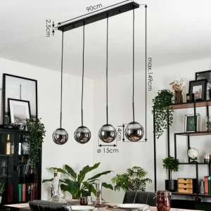 hofstein Suspension - Verre Gastor Fumé, 4 lumières* Lampes Modernes