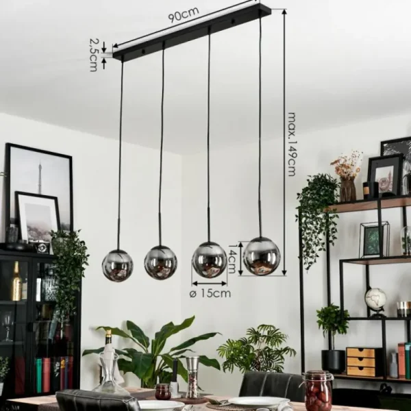hofstein Suspension - Verre Gastor Fumé, 4 lumières* Lampes Modernes