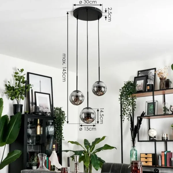 hofstein Suspension - Verre Gastor Fumé, 3 lumières* Lampes Modernes