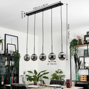 hofstein Suspension - Verre Gastor Fumé, 5 lumières* Lampes Modernes
