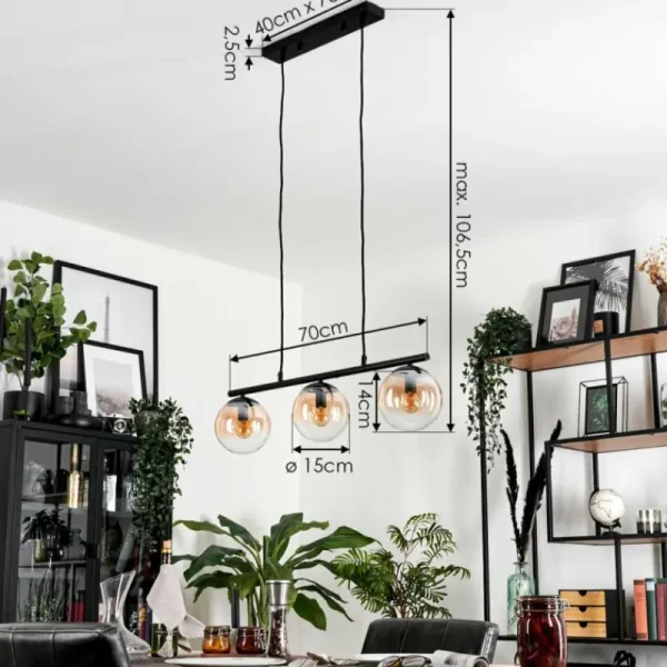 hofstein Suspension - Verre Gastor Ambre, Clair, 3 lumières* Lampes En Verre