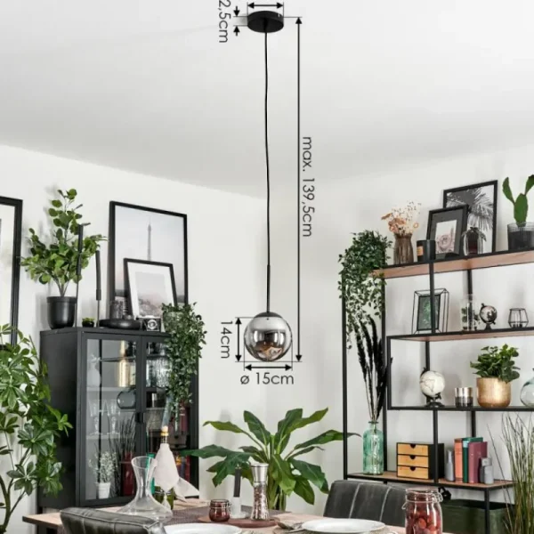 hofstein Suspension - Verre Gastor Fumé, 1 lumière* Lampes Modernes