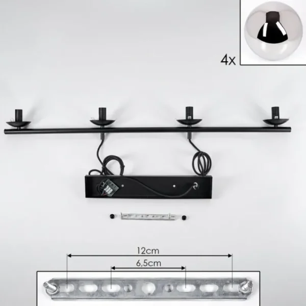 hofstein Suspension - Verre Gastor Chrome, Fumé, 4 lumières* Lampes Modernes