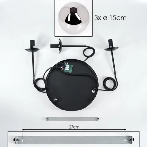hofstein Suspension - Verre Gastor Chrome, Fumé, 3 lumières* Lampes Modernes