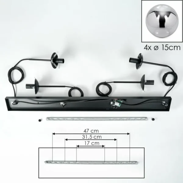 hofstein Suspension - Verre Gastor Fumé, 4 lumières* Lampes Modernes