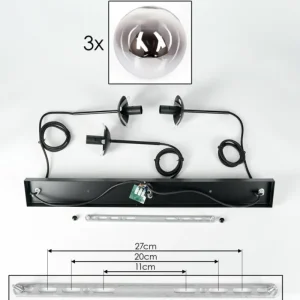 hofstein Suspension - Verre Gastor Chrome, Clair, Fumé, 3 lumières* Lampes Modernes