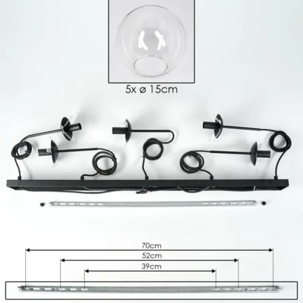 hofstein Suspension - Verre Gastor Clair, 5 lumières* Lampes En Verre