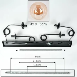 hofstein Suspension - Verre Gastor Ambre, 4 lumières* Lampes En Verre