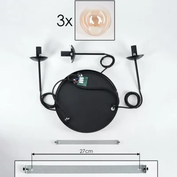 hofstein Suspension - Verre Gastor Ambre, Clair, 3 lumières* Lampes En Verre