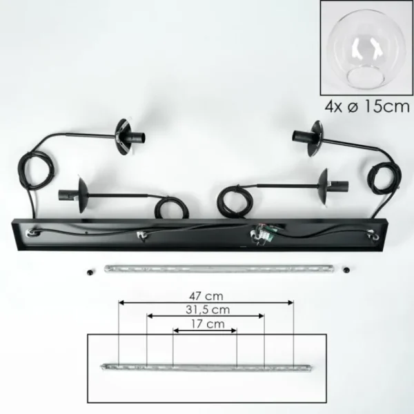 hofstein Suspension - Verre Gastor Clair, 4 lumières* Lampes En Verre