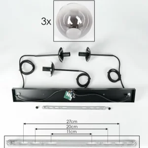 hofstein Suspension - Verre Gastor Clair, Fumé, 3 lumières* Lampes Modernes