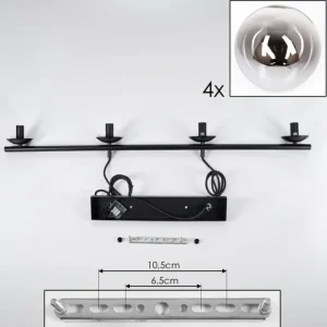 hofstein Suspension - Verre Gastor Chrome, Clair, Fumé, 4 lumières* Lampes Modernes