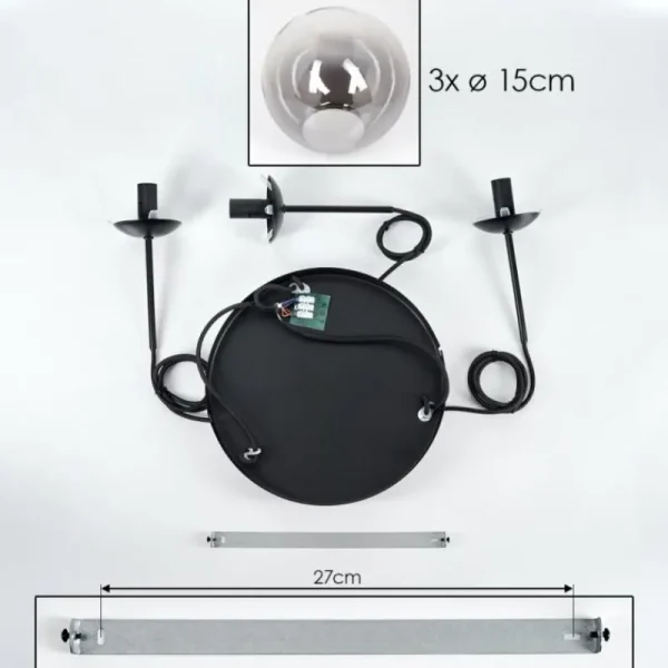 hofstein Suspension - Verre Gastor Clair, Fumé, 3 lumières* Lampes Modernes