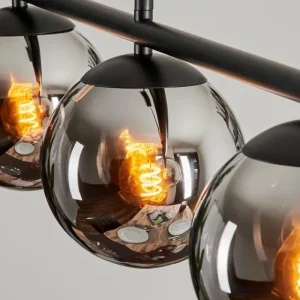hofstein Suspension - Verre Gastor Chrome, Fumé, 4 lumières* Lampes Modernes