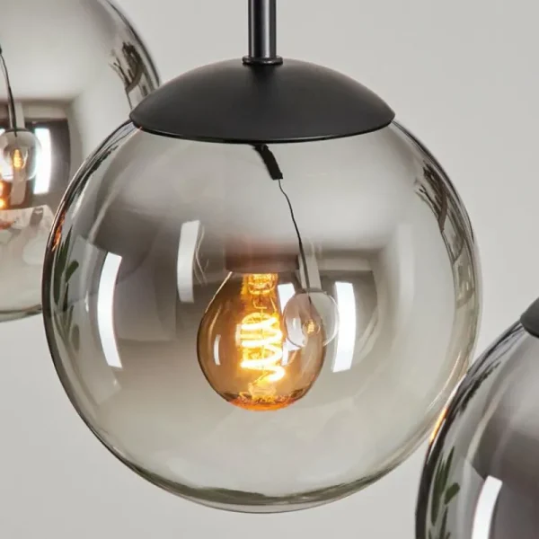 hofstein Suspension - Verre Gastor Chrome, Clair, Fumé, 3 lumières* Lampes Modernes