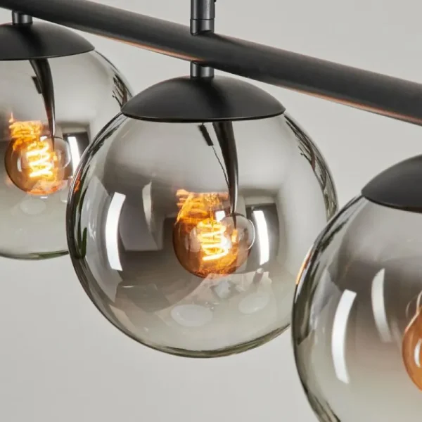 hofstein Suspension - Verre Gastor Chrome, Clair, Fumé, 4 lumières* Lampes Modernes