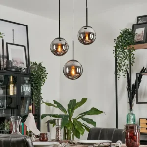 hofstein Suspension - Verre Gastor Chrome, Fumé, 3 lumières* Lampes Modernes