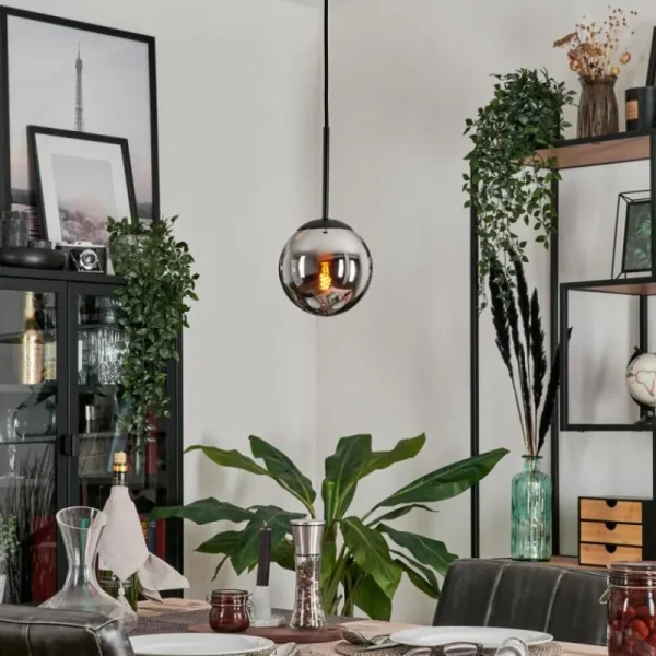 hofstein Suspension - Verre Gastor Chrome, Fumé, 1 lumière* Lampes Modernes