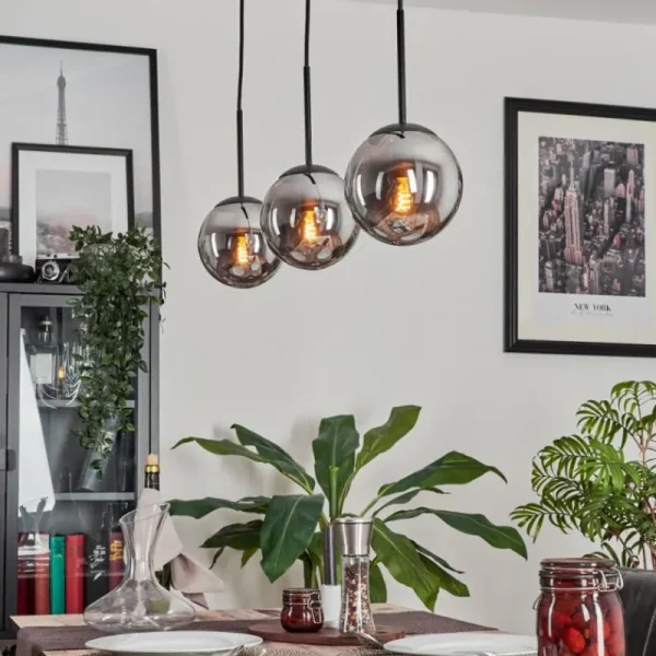 hofstein Suspension - Verre Gastor Fumé, 3 lumières* Lampes Modernes