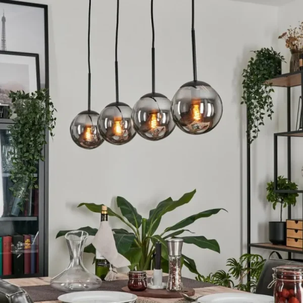 hofstein Suspension - Verre Gastor Fumé, 4 lumières* Lampes Modernes
