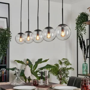 hofstein Suspension - Verre Gastor Clair, 5 lumières* Lampes En Verre