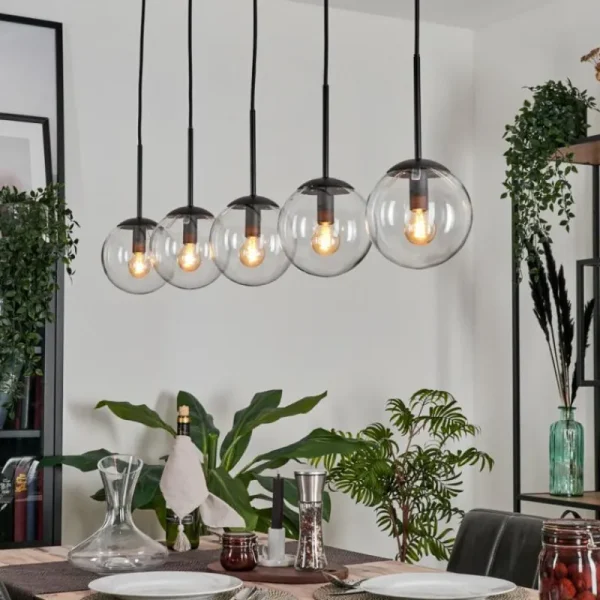 hofstein Suspension - Verre Gastor Clair, 5 lumières* Lampes En Verre