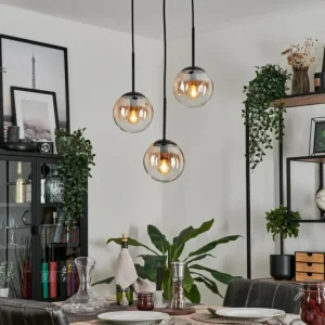 hofstein Suspension - Verre Gastor Ambre, Clair, 3 lumières* Lampes En Verre